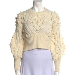 Zimmermann Crew Neck Cropped Sweater Pom Pom